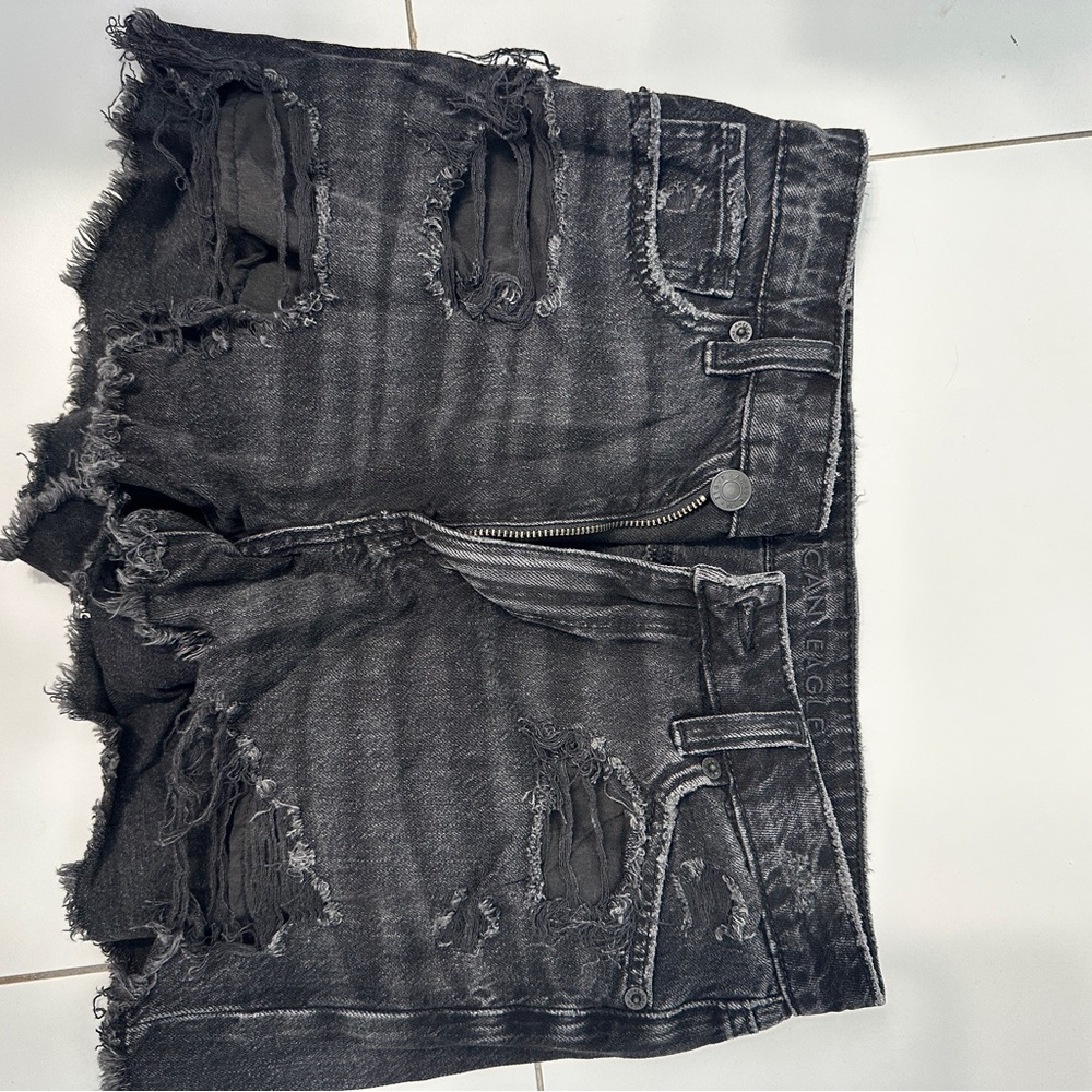 American Eagle Outfitters Black Ripped Jean Shorts